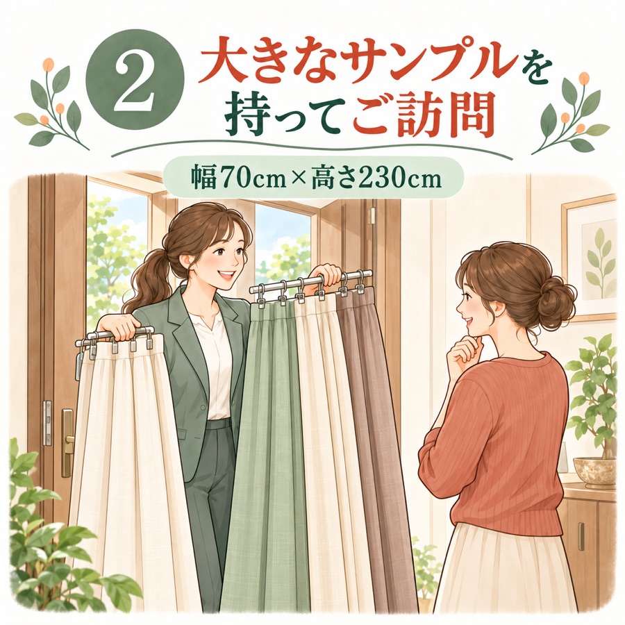 STEP2 大きなサンプルを持ってご訪問（幅70cm×高さ230cm）